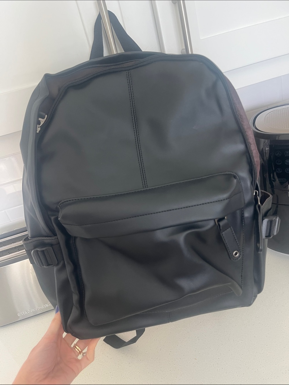 Men's Black Backpack - Minimal Everyday Pack